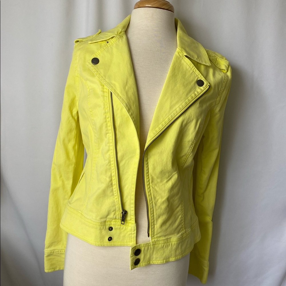 NWT Yellow Lightweight Denim Moto Jacket